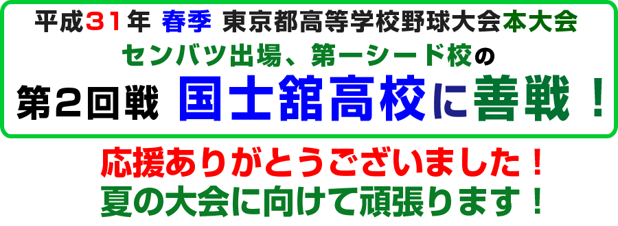 国士館高校に善戦！